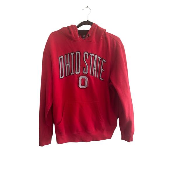 Ohio State Men’s Large Pullover Hoodie Red Pocket Applique Letters Logo #5051 - Picture 1 of 12